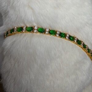 Elegant Moissanite with Green crystals Bracelet